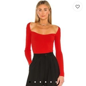 Superdown red sweetheart bodysuit size xs